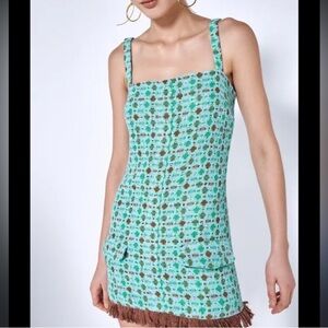 Alexis Linza Tweed Green Mini Dress XS